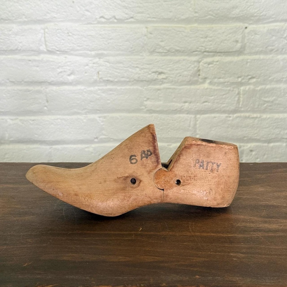 Vintage 1951 Stewart & Potter Wooden Shoe Last Patty 6 AA Industrial Decor
